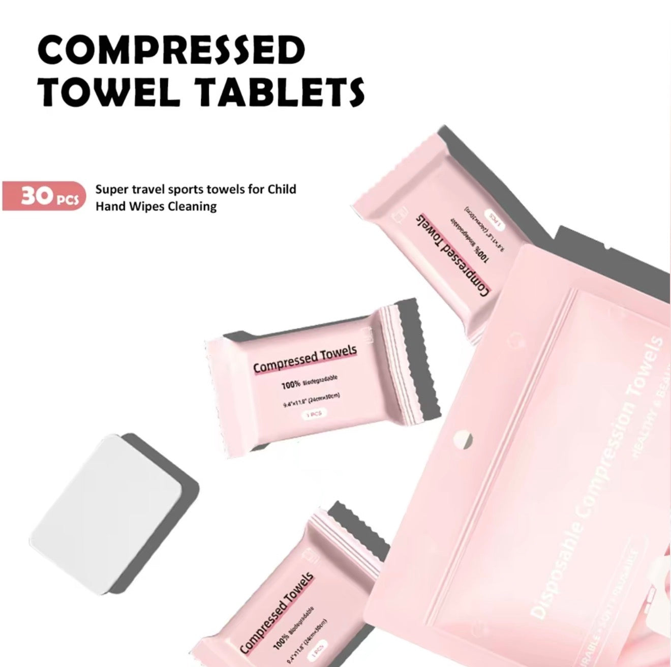 QuickClean - Compressed Towels 100% Biodegradable Make Up Wipes