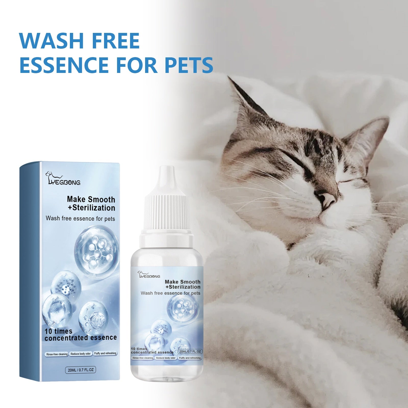 Yegbong - Wash Free Pet No-Rinse Care Odor Essence for Cats and Dogs