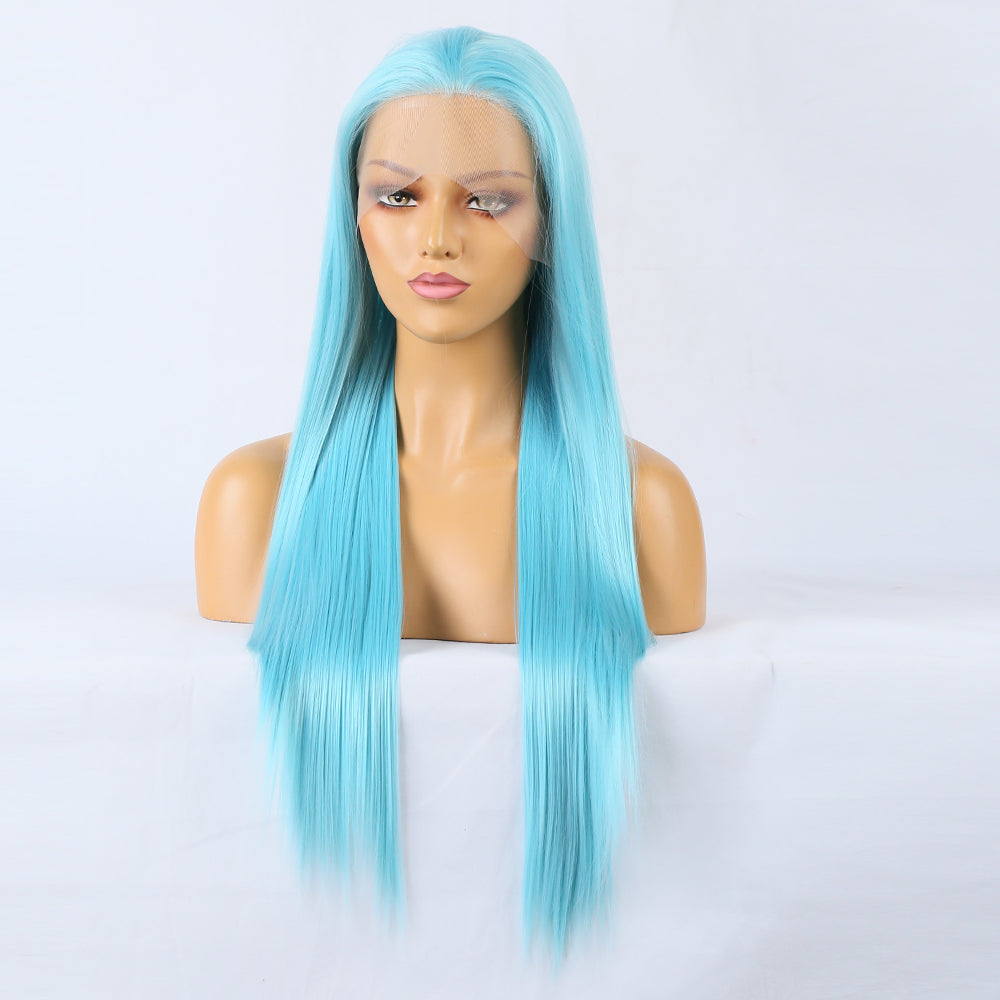 Neon Blue - Goddess Wig Natural Realistic Chemical Fiber Front Lace 22”-26”