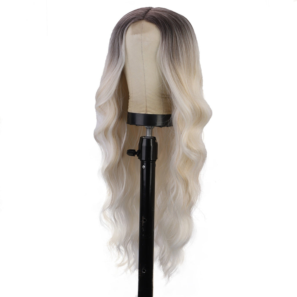 Black/Blonde Ombré - Synthetic Chemical Fiber Long Curly Front Lace Wig Headband