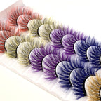 10 Pairs Of Color Mink Hair Thick Cross False Eyelashes 8D FLUFFY