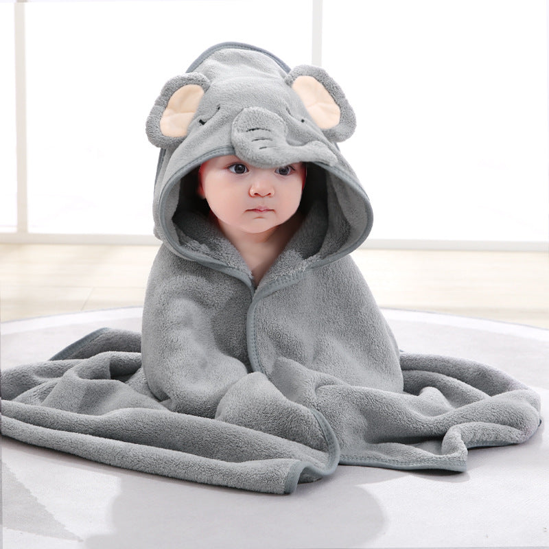Animals - Baby Swaddle Towel Cute Fleece Hooded Bath Towel