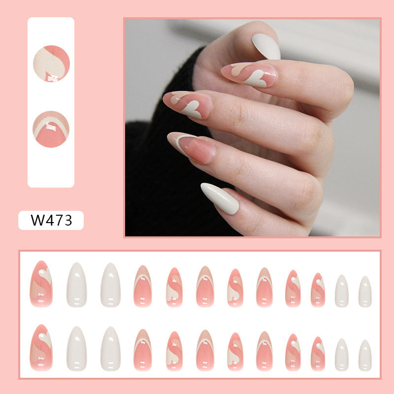 Multi Option- W477 Pink French Tip, W472 Black Luxe, W473 Heart Swirl False Nails