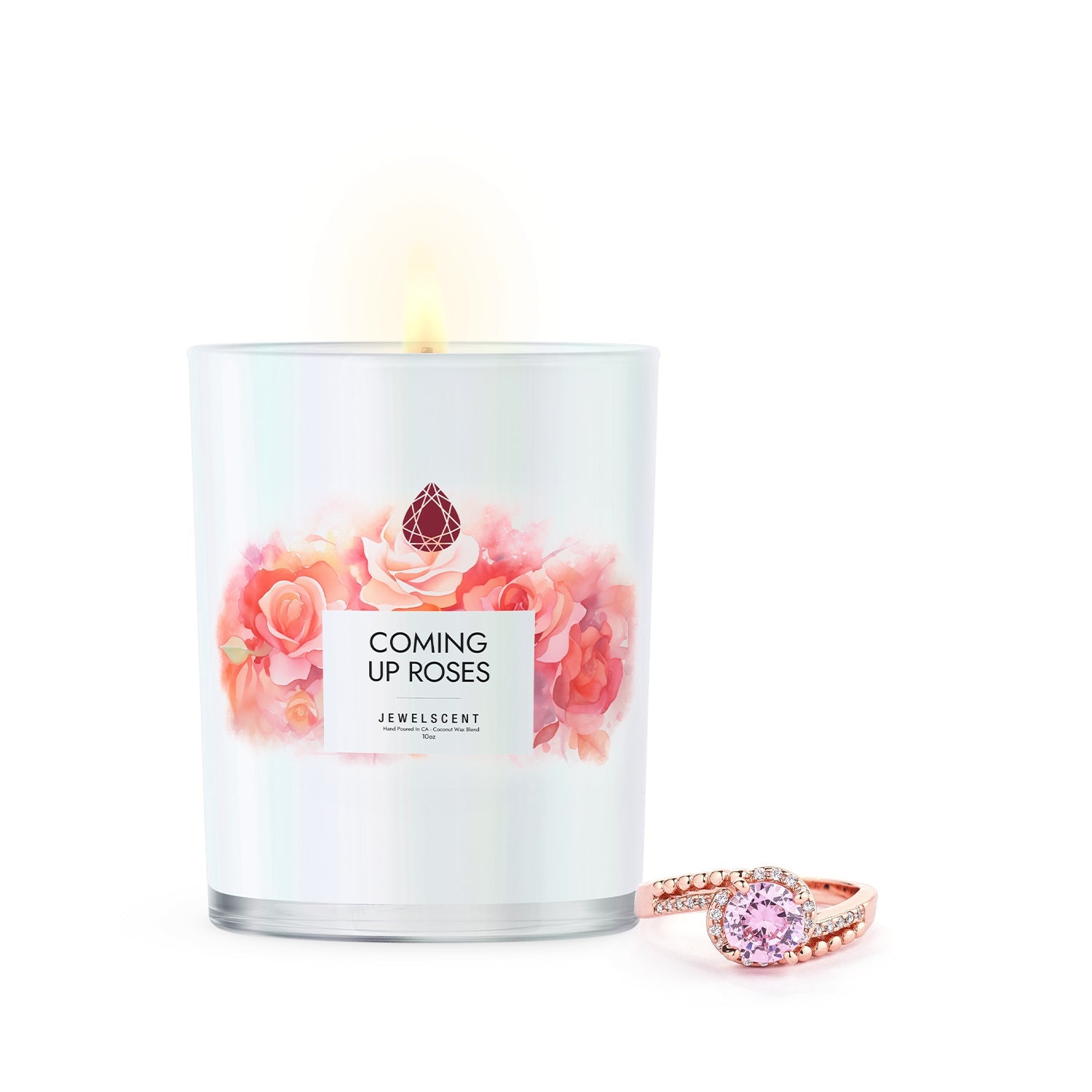 JewelScent - Coming Up Roses Iridescent 10oz Signature Jewelry  Candle