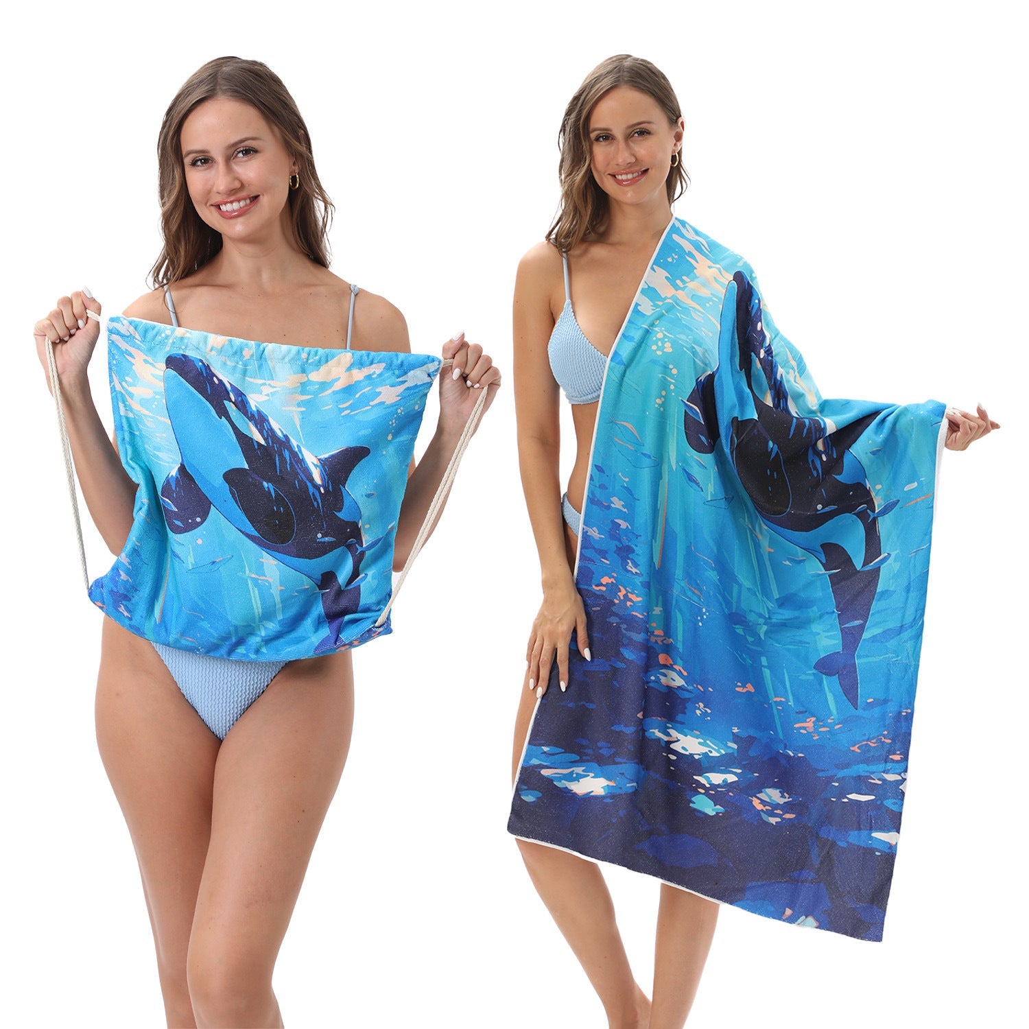 Two-in-One Beach Towel Bag - Printed Bath Towel All-In-One Beach Towel & Storage Bag