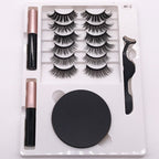 Eight Pairs Of Magnet False Eyelashes With Round Box Mirror & Magnetic Eyeliner Liquid