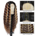 Multi Colored - Center Deep Wave Long Curly Headband Lace Wigs