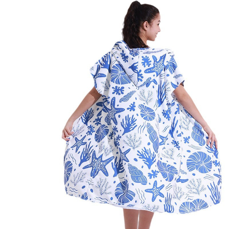 Zip- Up Hooded Bath Robe & Beach Towel