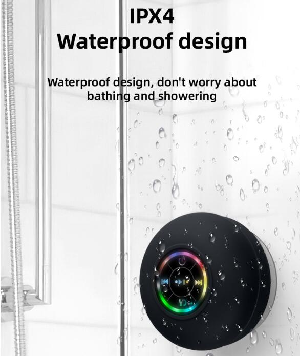 Waterproof Shower Bluetooth Speaker - LED Light Waterproof Portable Bluetooth Speaker