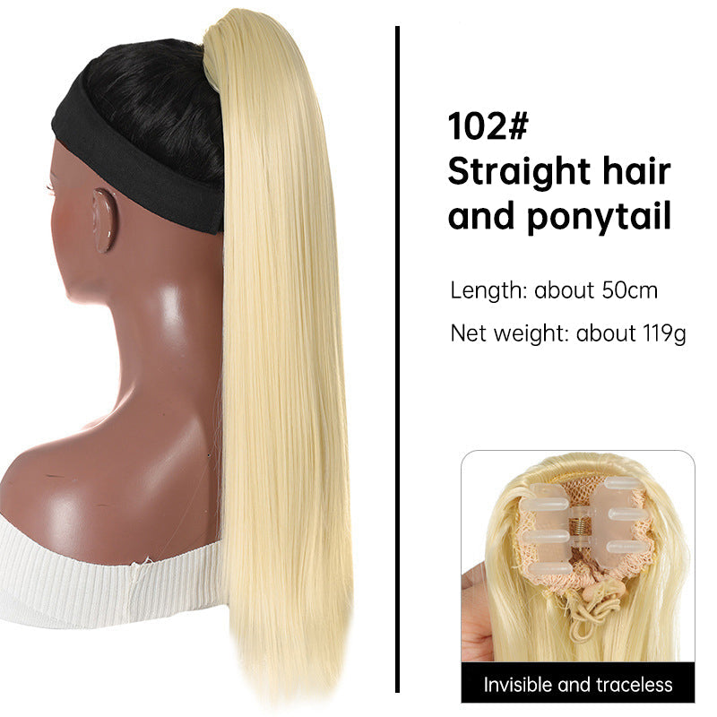 Multi Colored Options - Grab Clip On Ponytail Straight Synthetic