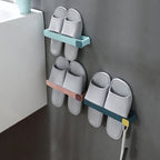 Punch-Free Bathroom Shoe Rack - Bathroom Slippers Rack Wall Storage Rack