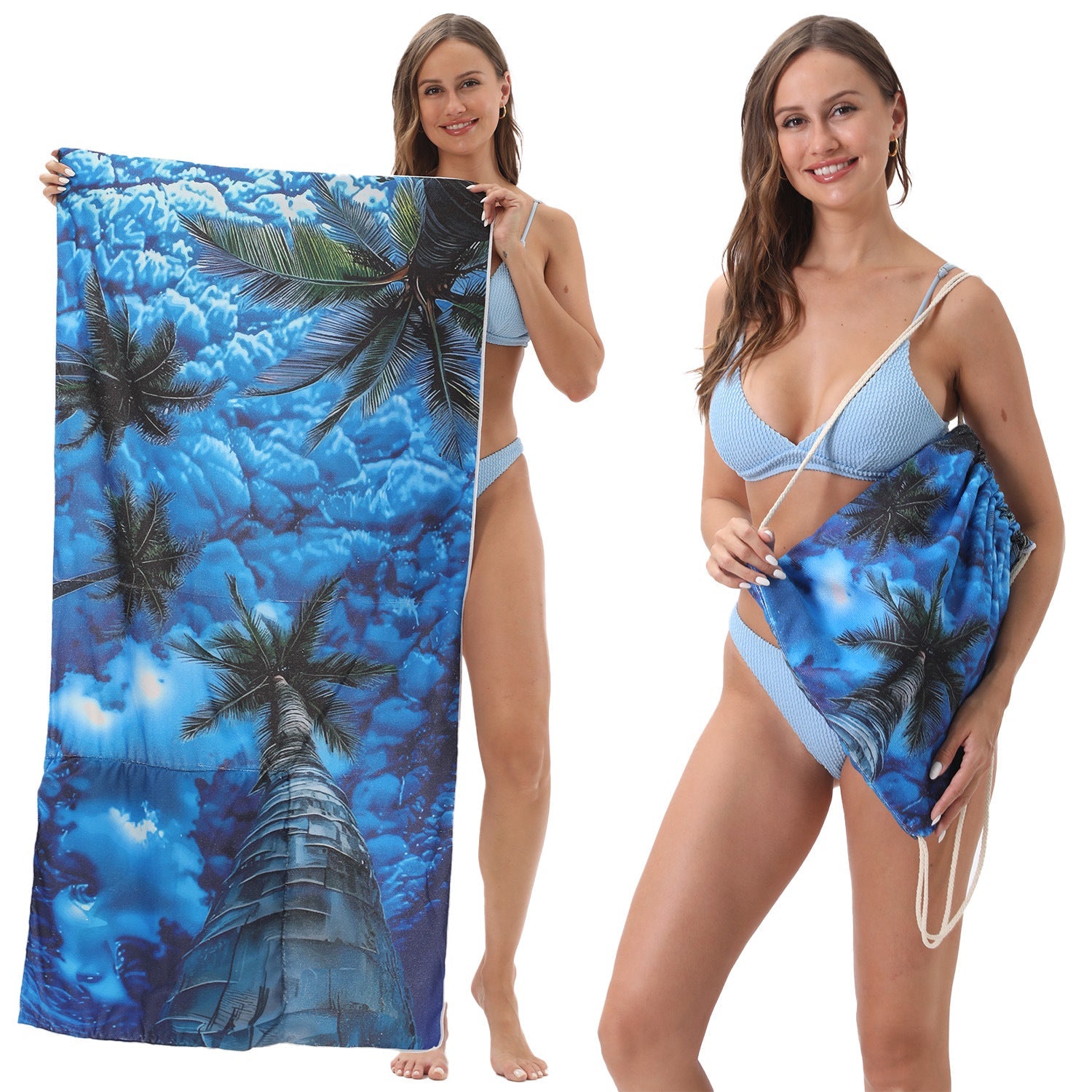Two-in-One Beach Towel Bag - Printed Bath Towel All-In-One Beach Towel & Storage Bag