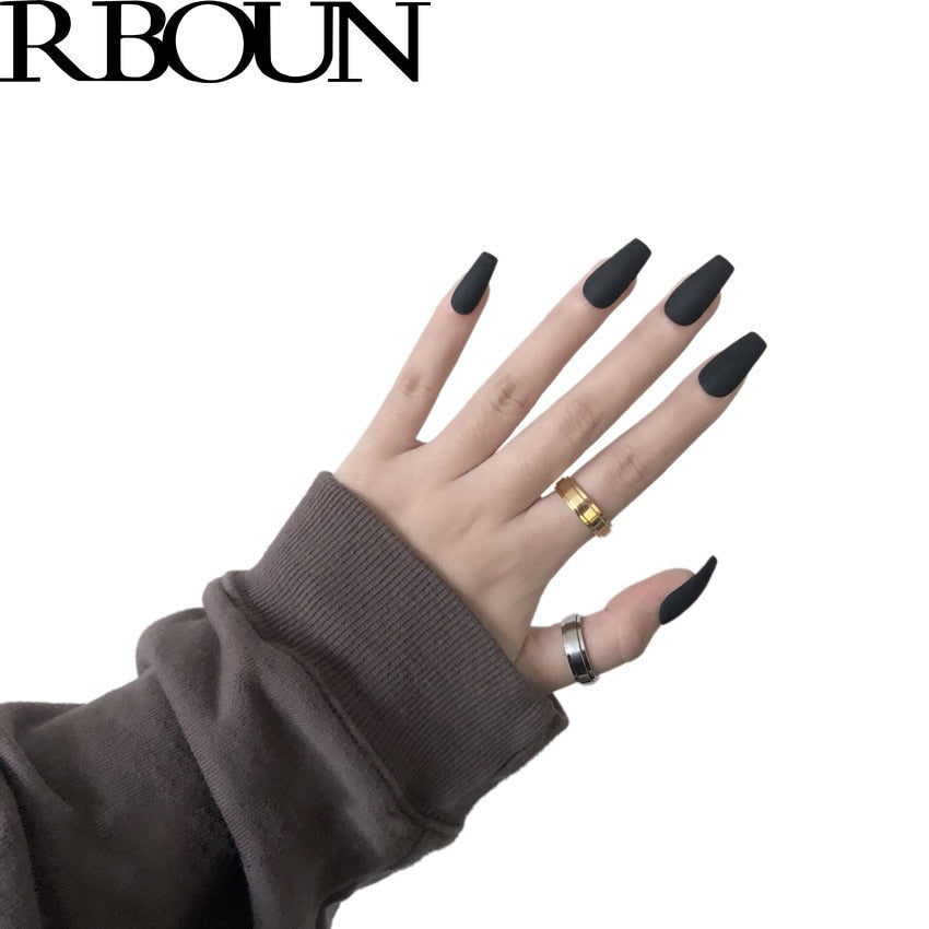 Artificial Coffin Press On Nails Long with Glue