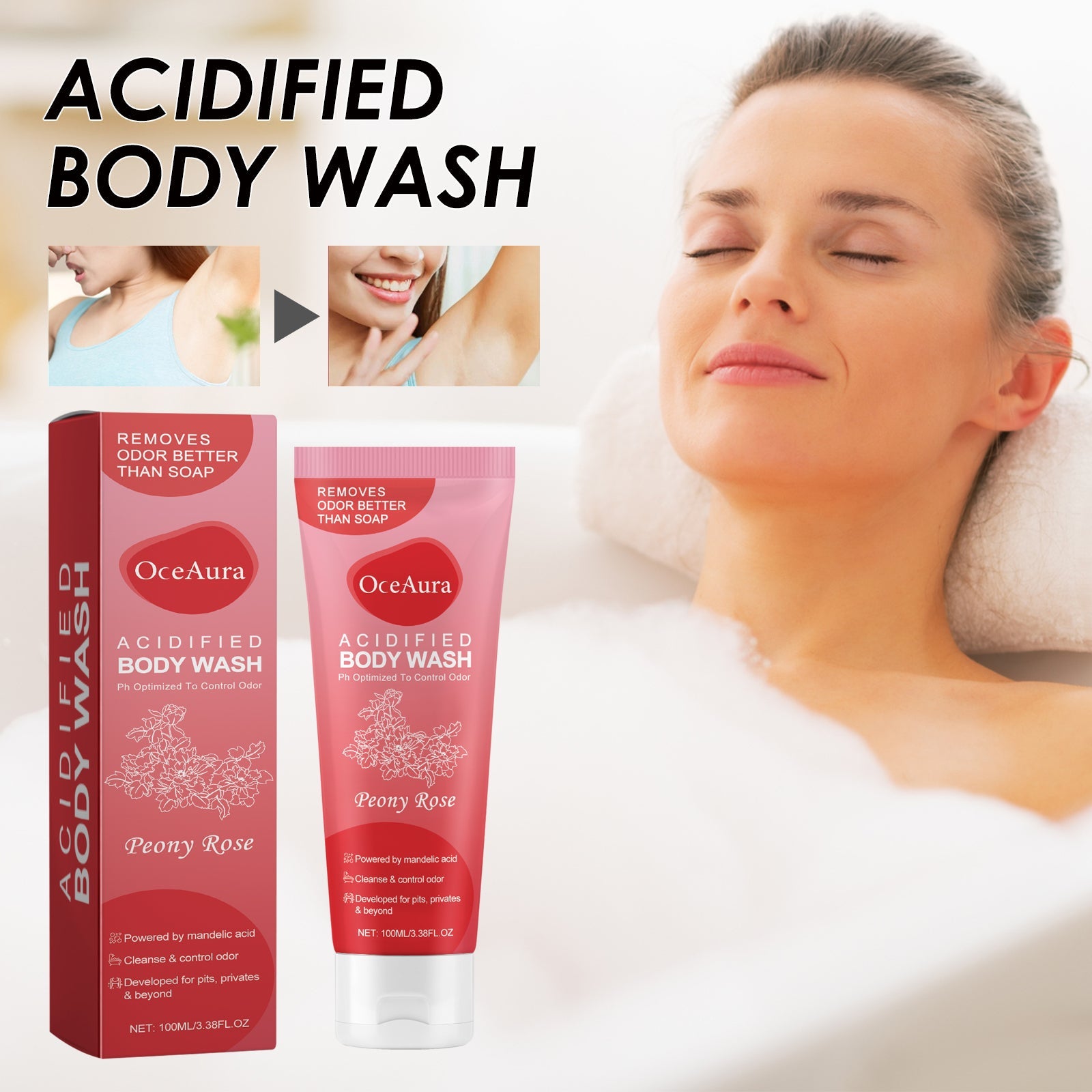 OceAura - Acidified Body Wash - Peony Rose