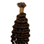 Private Label - Medium Brown Deep Wave Color 4 Bulk 100% Human Braiding Hair