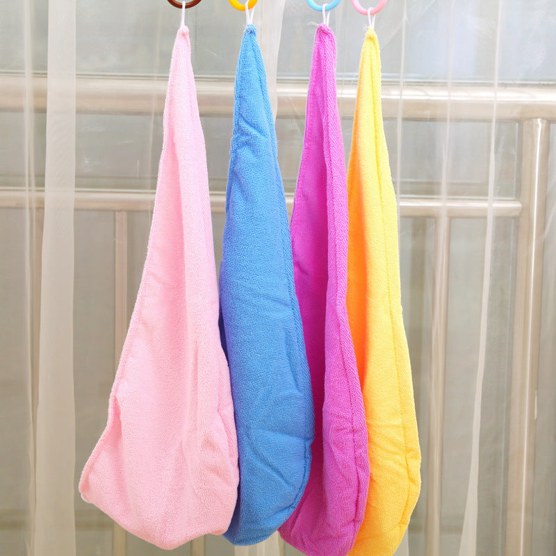 Button Hair Towel - Solid Color Water-Absorbing Hair Thickened Hair Drying Towel