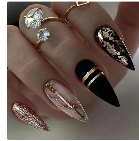 Multi Option- W477 Pink French Tip, W472 Black Luxe, W473 Heart Swirl False Nails