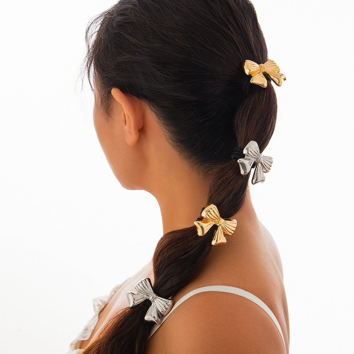 Bow & 5-Petal Flower - Alloy Hair Accessory