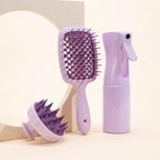 Hollow Comb, Spray Bottle (200ml), Silicone Scalp Massage Brush Set