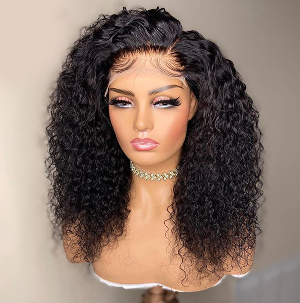 Black - Kinky Wave Small Volume Women's Chemical Fiber Front Lace Wig 16”-26”