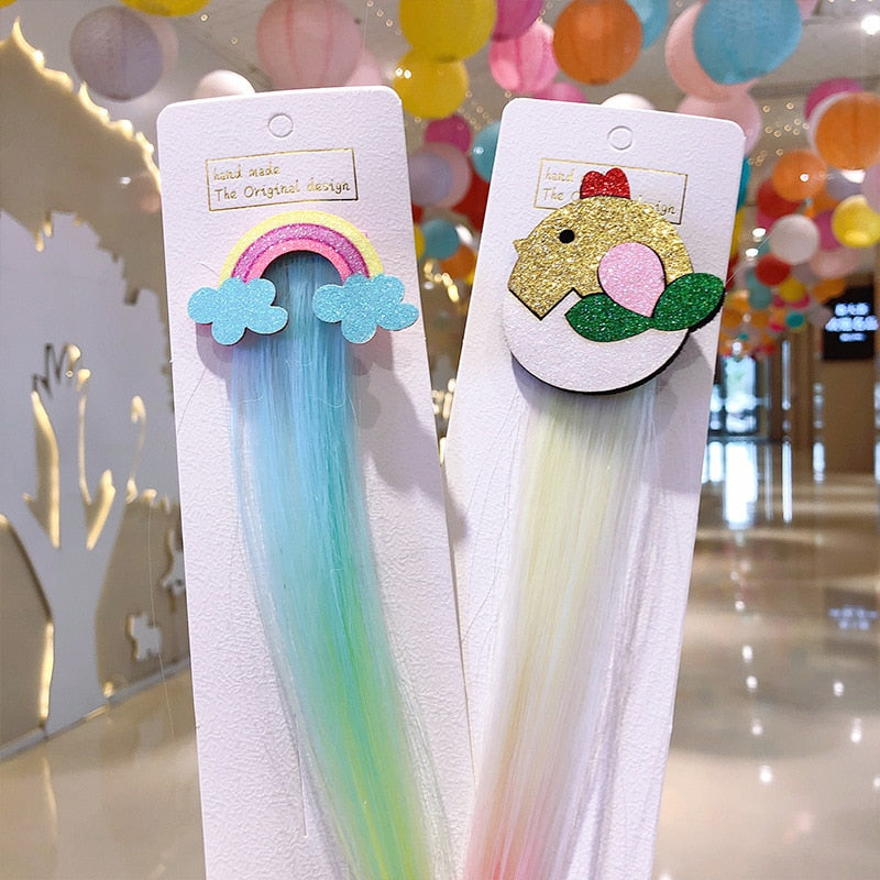 Cartoon Extensions - Girls Colorful Hairclip Rainbow