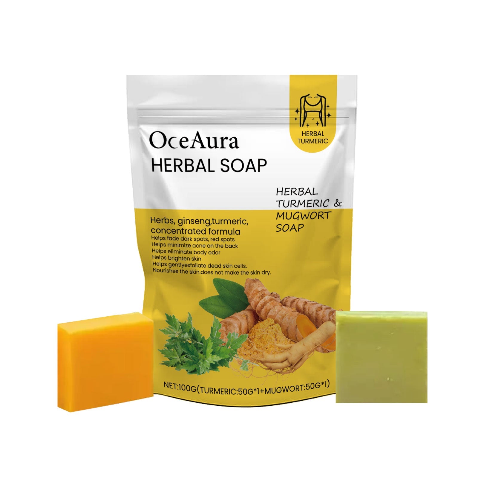 OceAura - Herbal Soap Moisturizing Refreshing Oil Control Bath Soap