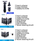 Kemei 7 in 1 Men's 3D Electric Shaver, Beard Trimmer, Toothbrush Rechargeable Razor for Men’s Shaving