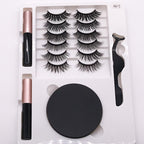 Eight Pairs Of Magnet False Eyelashes With Round Box Mirror & Magnetic Eyeliner Liquid
