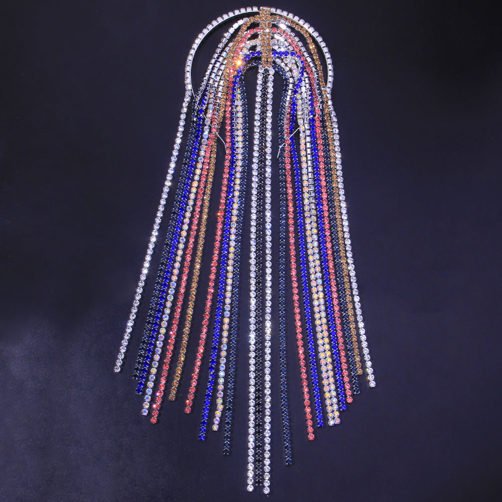 Stage Girl - Stage Rhinestone Long Tassel Headpiece