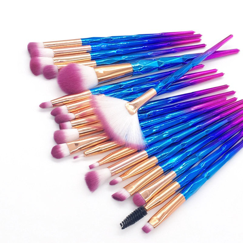 Diamonds - 20 Piece Set Colorful Diamond Transparent Make Up Brushes