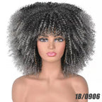Multi Colored - Small Curly Synthetic Chemical Fiber Wig Full Head Set