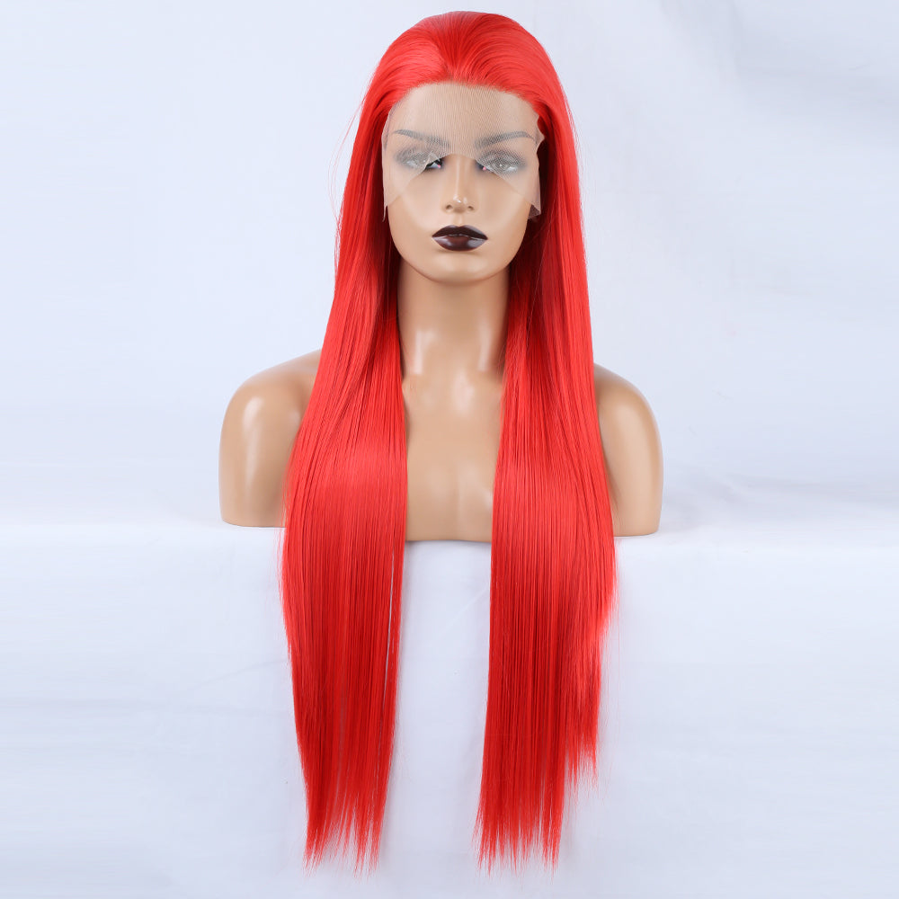 Flame Red - Goddess Wig Natural Realistic Chemical Fiber Front Lace 22”-26”