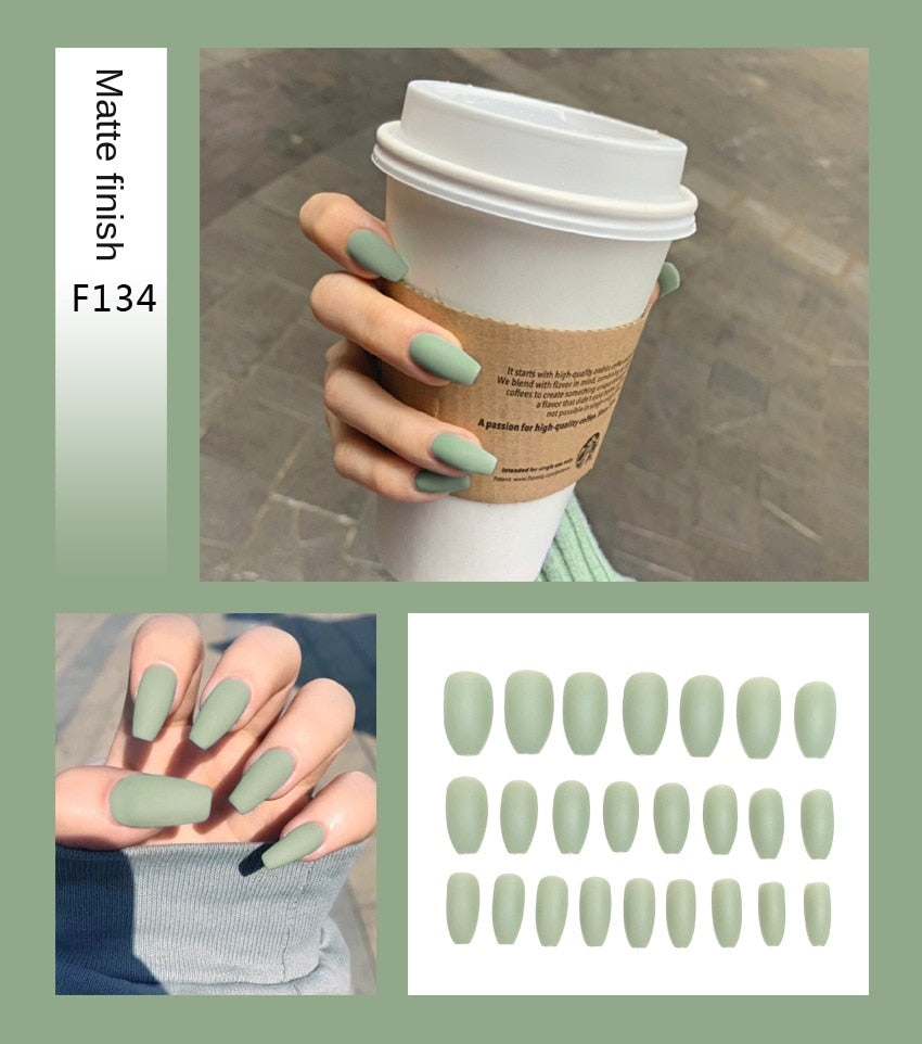 Artificial Coffin Press On Nails Long with Glue