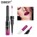 Qibest - 2 In 1 Lip Gloss + Lip Pencil Matte Liquid Lipstick
