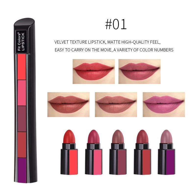 Fit Colors - 5 Colors Matte Velvet Lipstick Waterproof