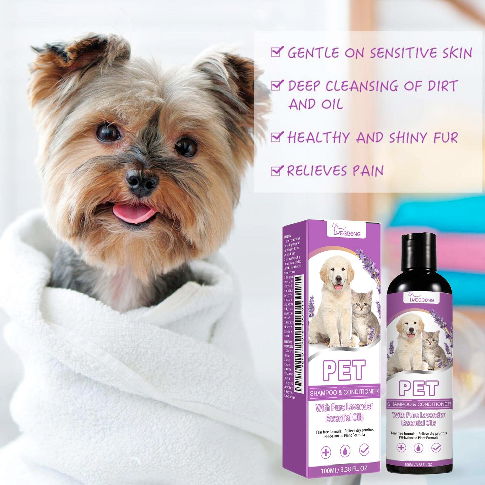Yegbong - Pet Shampoo & Conditioner with Pure Lavender Essential Oils