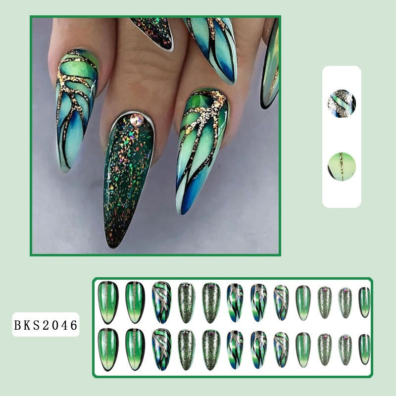 Nail Art - Mid Length Almond Nails (10 Sets/Multi Option)