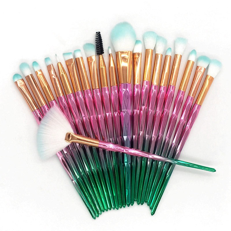 Diamonds - 20 Piece Set Colorful Diamond Transparent Make Up Brushes