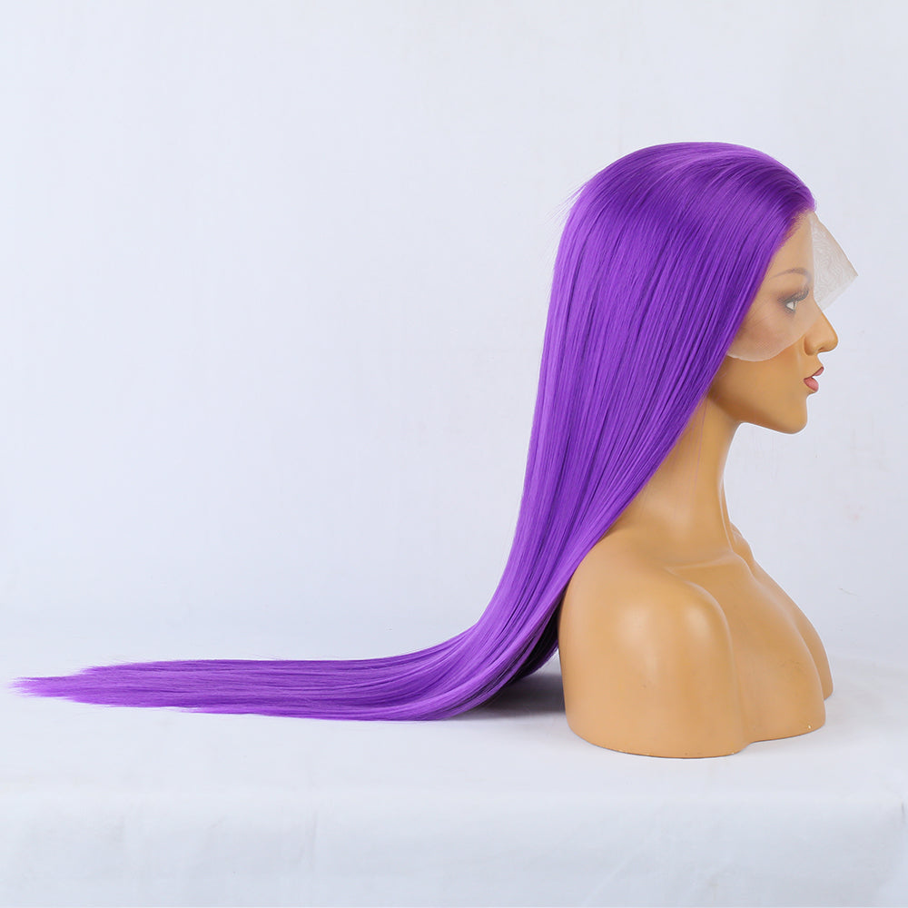 Purple - Goddess Wig Natural Realistic Chemical Fiber Front Lace 14”-26”