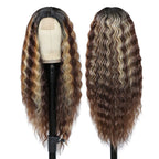 Multi Colored - Center Deep Wave Long Curly Headband Lace Wigs