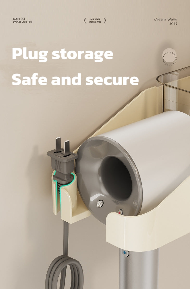 Cream - Hair Dryer Storage Rack