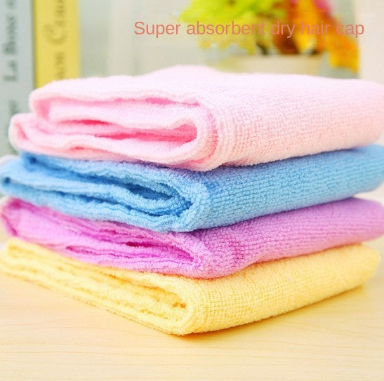 Button Hair Towel - Solid Color Water-Absorbing Hair Thickened Hair Drying Towel