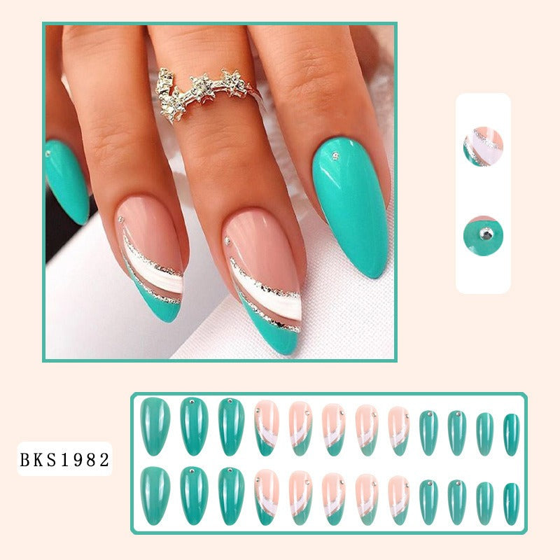 Nail Art - Mid Length Almond Nails (10 Sets/Multi Option)