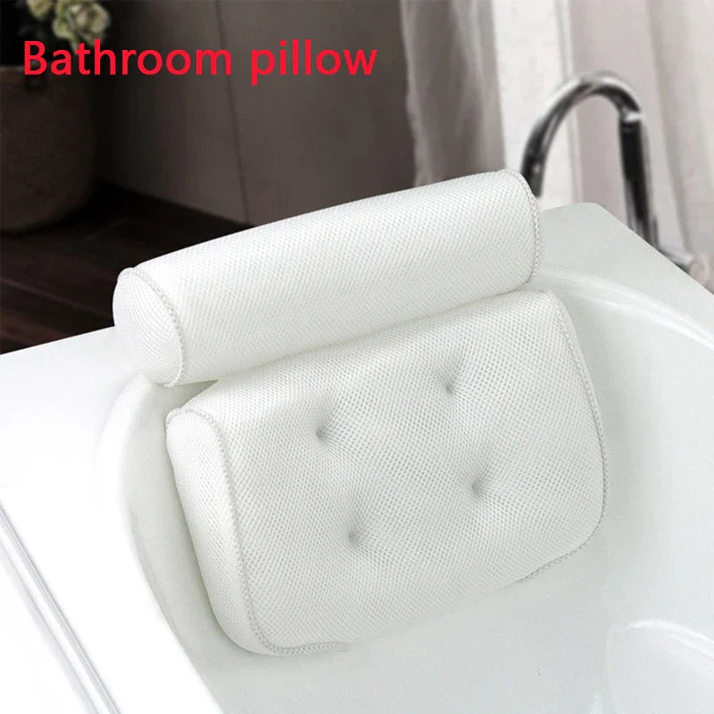 3D Mesh Bath Pillow - Soft Waterproof SPA Headrest Bathtub Pillow Backrest with Suction Cup