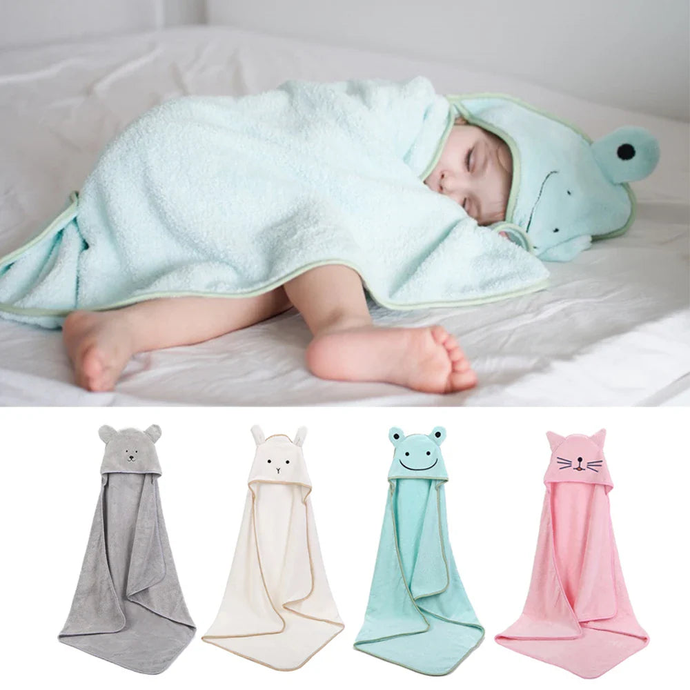 Baby Poncho - Bath Bath Towel  (90*90cm) Fleece Hood Infant Hooded Towels