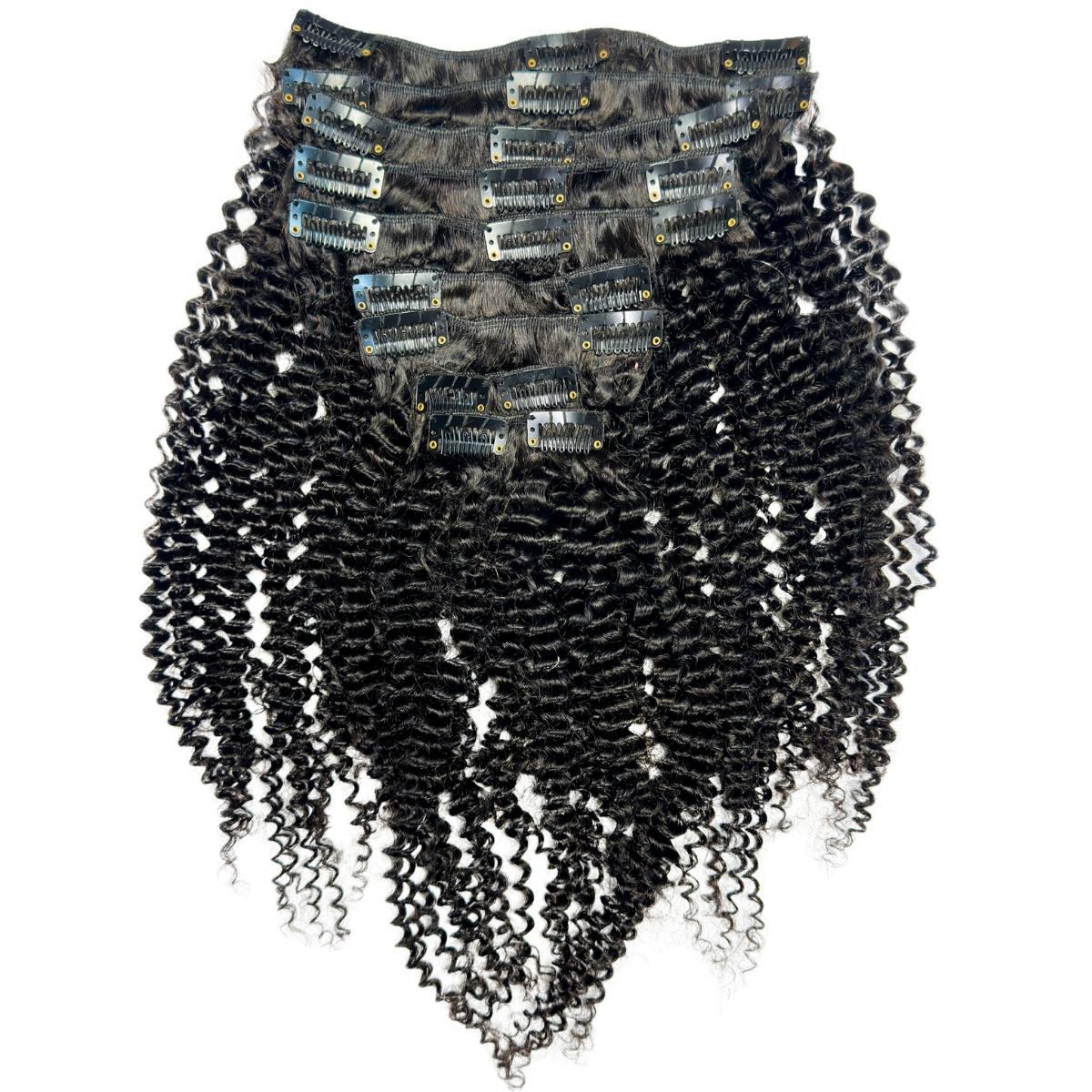 Private Label - Jerry Curl Clip-In 100% Human Hair Extensions