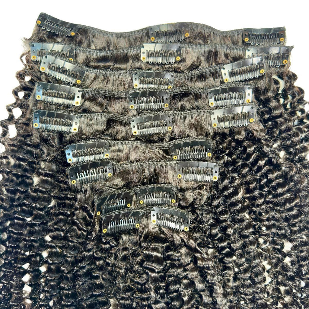 Private Label - Jerry Curl Clip-In 100% Human Hair Extensions