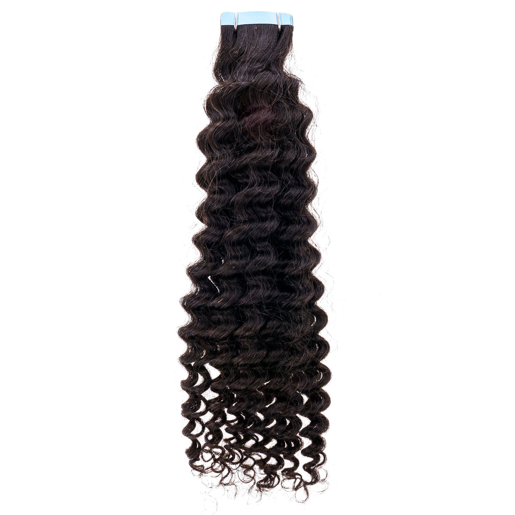 Private Label - Kinky Curly 100% Human Hair Tape In Extensions