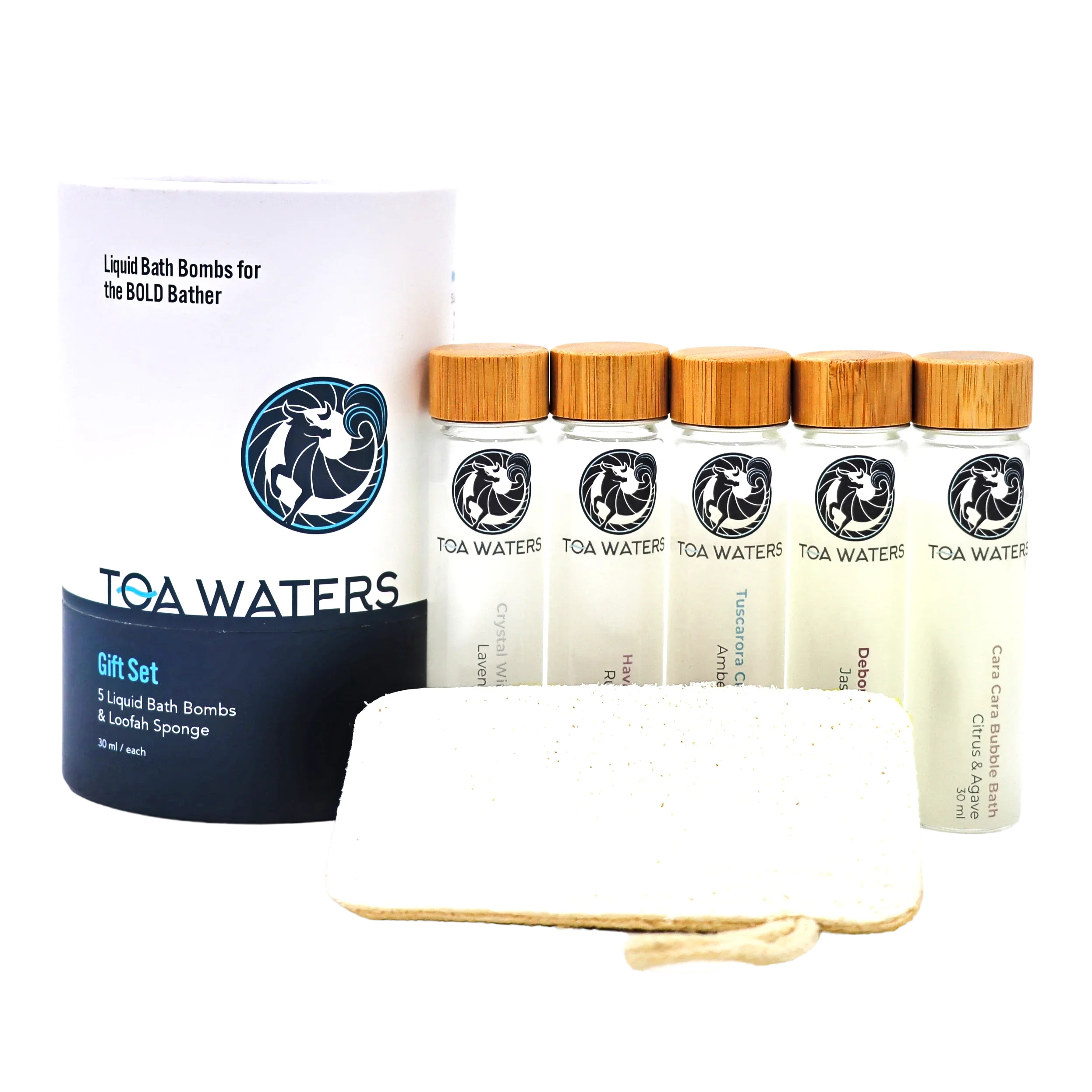 TOA Waters - Liquid Bath Bombs and Loofah Sponge Gift Set
