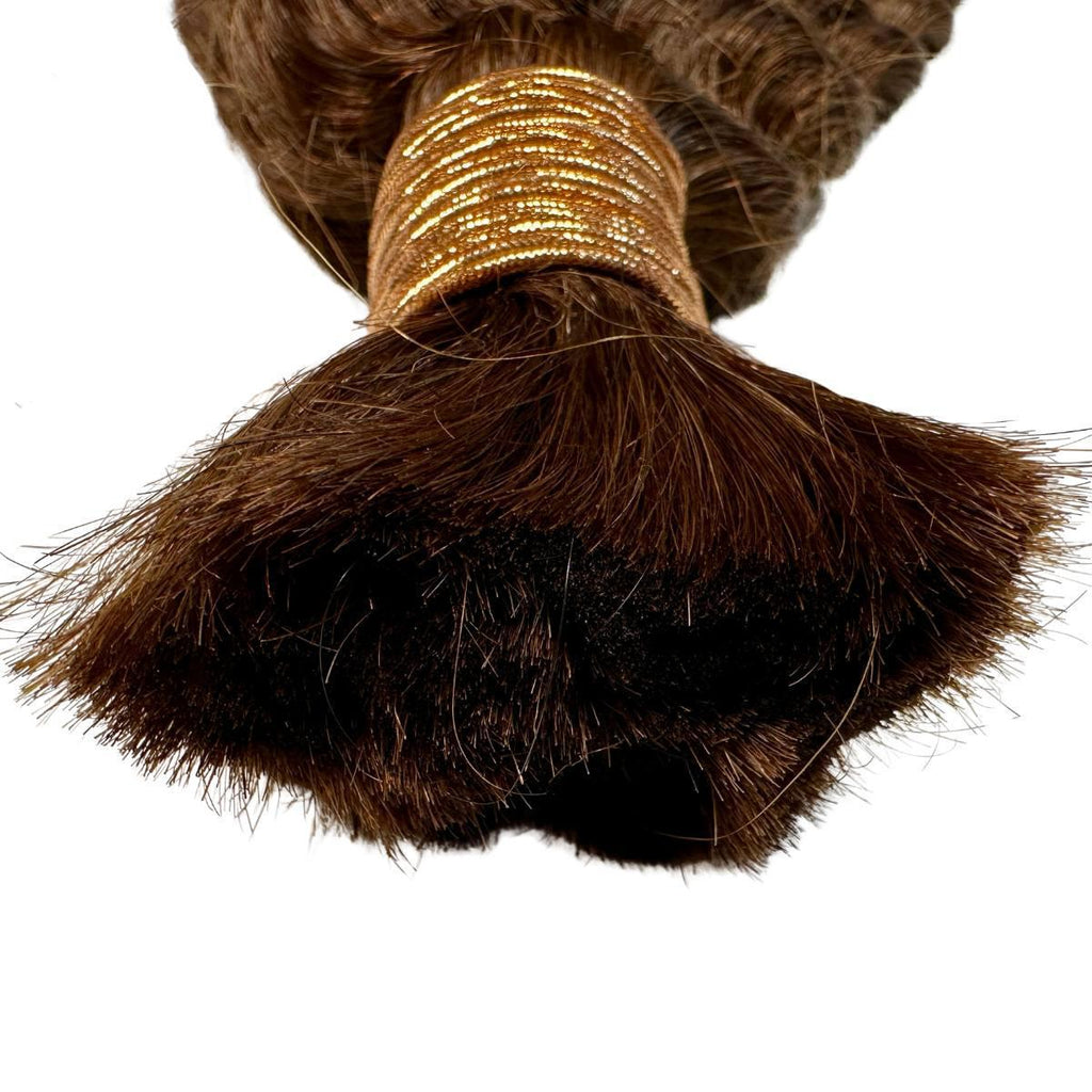 Private Label - Medium Brown Deep Wave Color 4 Bulk 100% Human Braiding Hair